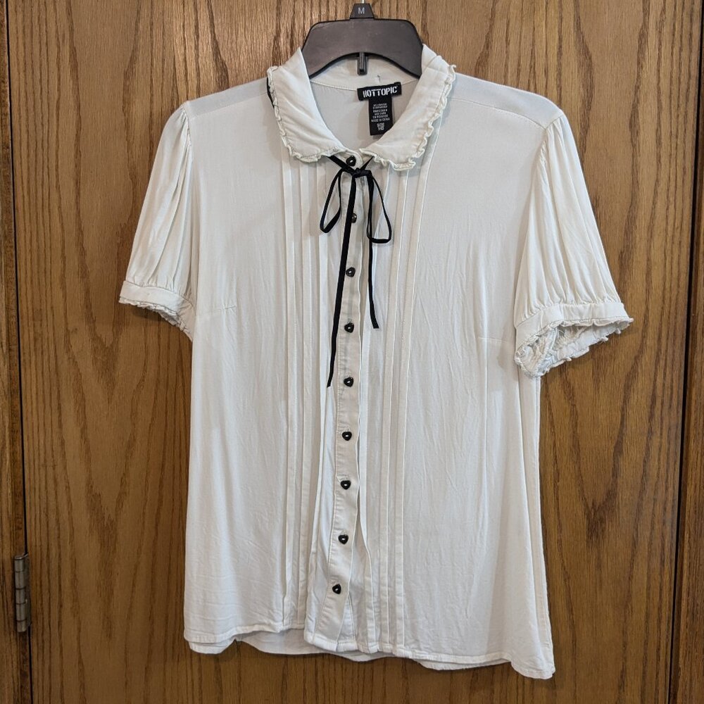 Juniors Ivory Button Blouse Hot Topic